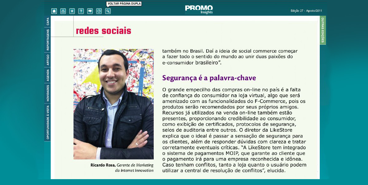 Entrevista de Ricardo Rosa para a revista Promo Insights sobre o impacto do Social Commerce no Brasil para