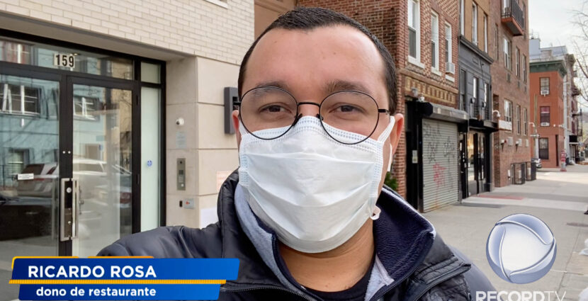 Ricardo Rosa em entrevista para o programa Domingo Espetacular sobre a situação do COVID-19 em New York